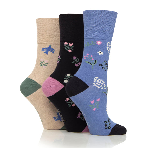 3 Pairs Ladies Bamboo Socks - Whimsical Floral