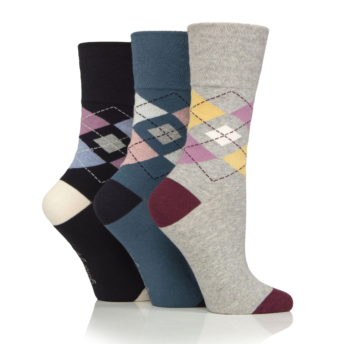 3 Pairs Ladies Bamboo Socks - Argyle