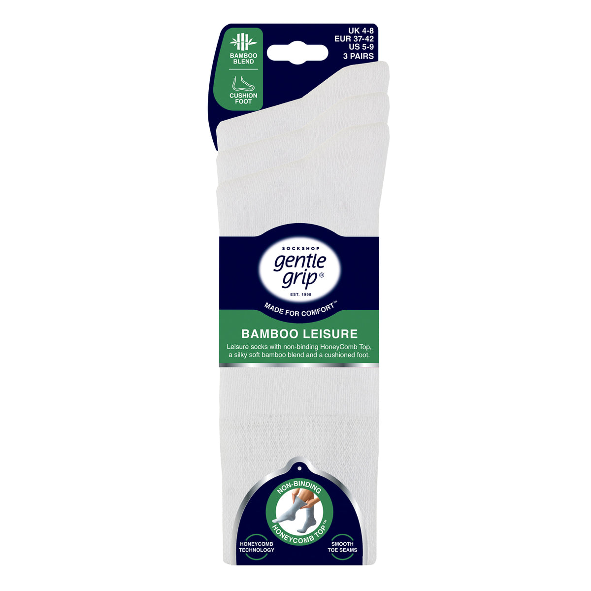 3 Pairs Bamboo Leisure Socks - White