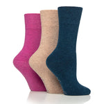 Load image into Gallery viewer, 3 Pairs Ladies Gentle Grip Wool Walker Socks - Colour Mix
