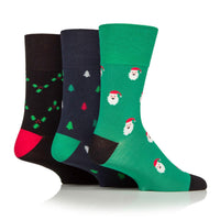 3 Pairs Men's Fun Feet Christmas Socks - Bamboo Festive
