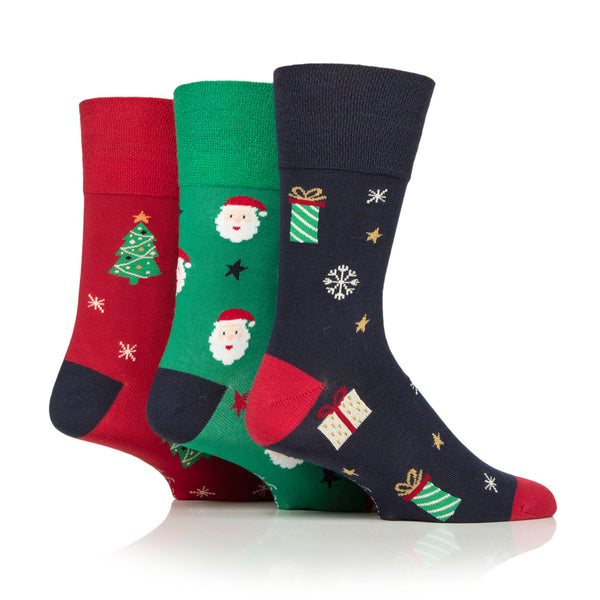 3 Paar Fun Feet Weihnachtssocken für Herren – Festliche Symbole