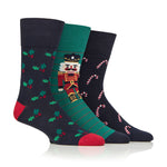Lade das Bild in den Galerie-Viewer, 3 Paar Fun Feet Weihnachtssocken für Herren – Festliche Symbole
