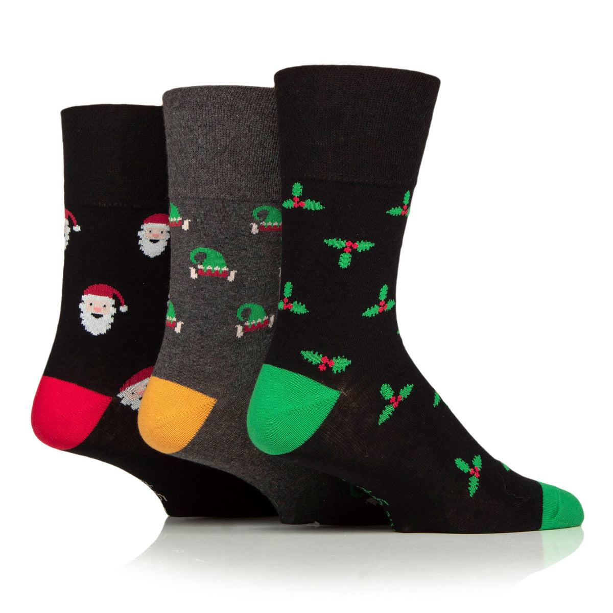 3 Pairs Men's Fun Feet Christmas Socks - Novelty Mix Pattern