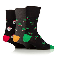 3 Pairs Men's Fun Feet Christmas Socks - Novelty Mix Pattern