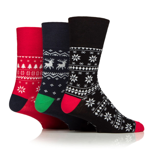 3 Pairs Men's Fun Feet Christmas Socks - Fairisle