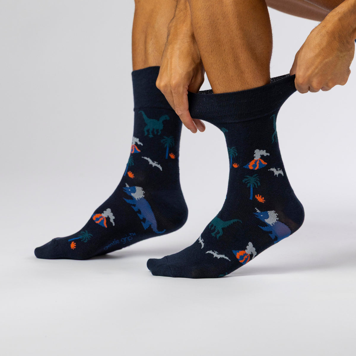 3 Pairs Men's Fun Feet Cotton Socks - Dinosauria