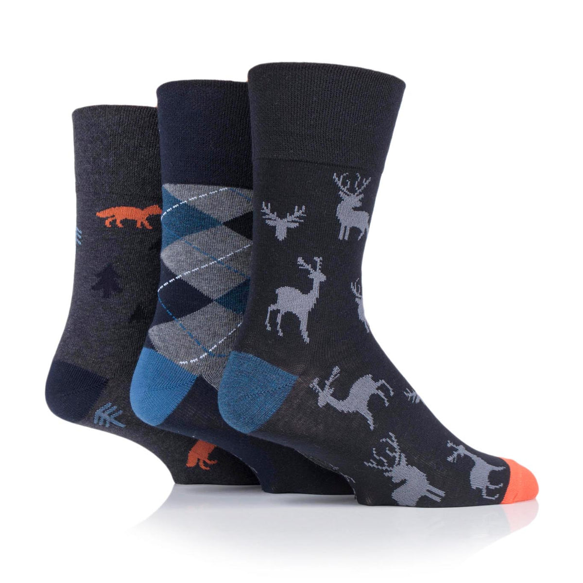 3 Pairs Men's Fun Feet Cotton Socks - Highlands Escape