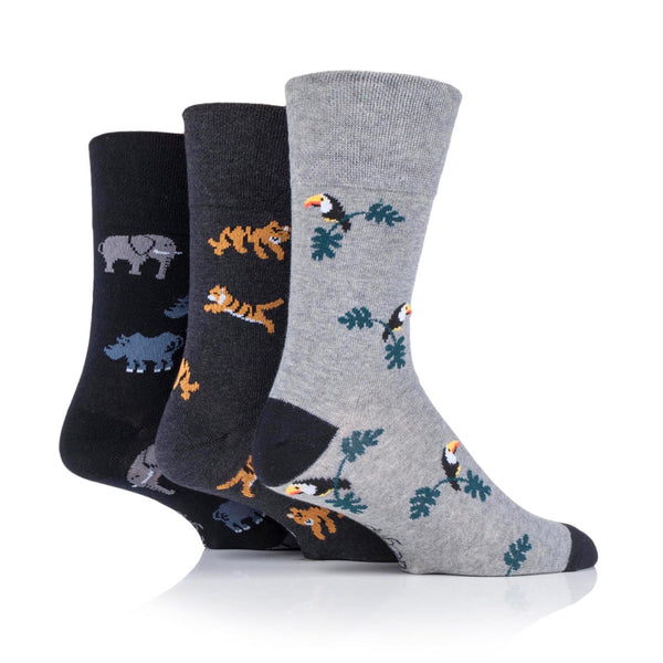 3 Pairs Men's Fun Feet Cotton Socks - Born Free