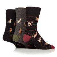 3 Pairs Men's Fun Feet Cotton Socks - Team Dog
