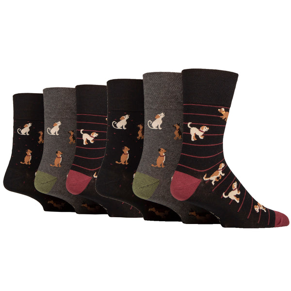 6 Pairs Men's Fun Feet Cotton Socks - Team Dog