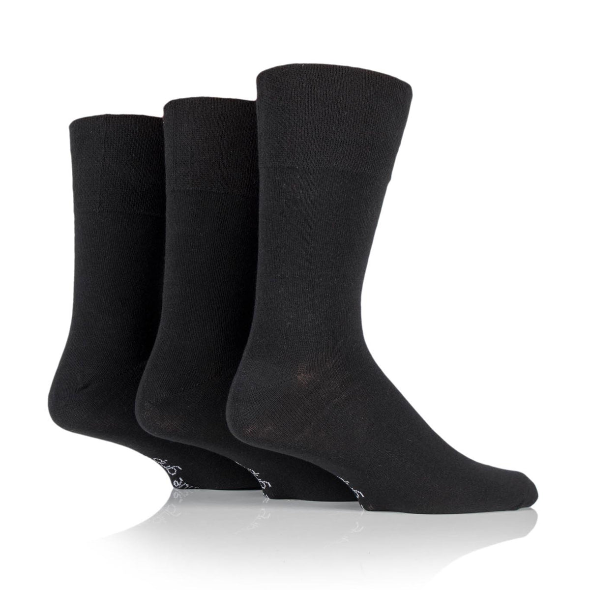 3 Pairs Men's Bigfoot Cotton Socks - Plain Black