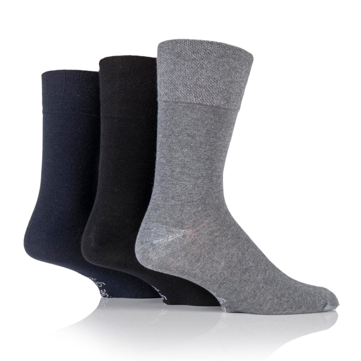 3 Pairs Men's Bigfoot Cotton Socks - Black/Navy/Grey