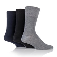 3 Pairs Men's Bigfoot Cotton Socks - Black/Navy/Grey