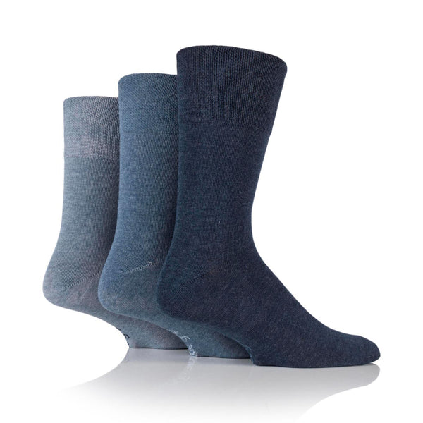 3 Pairs Men's Bigfoot Cotton Socks - Blue Mix