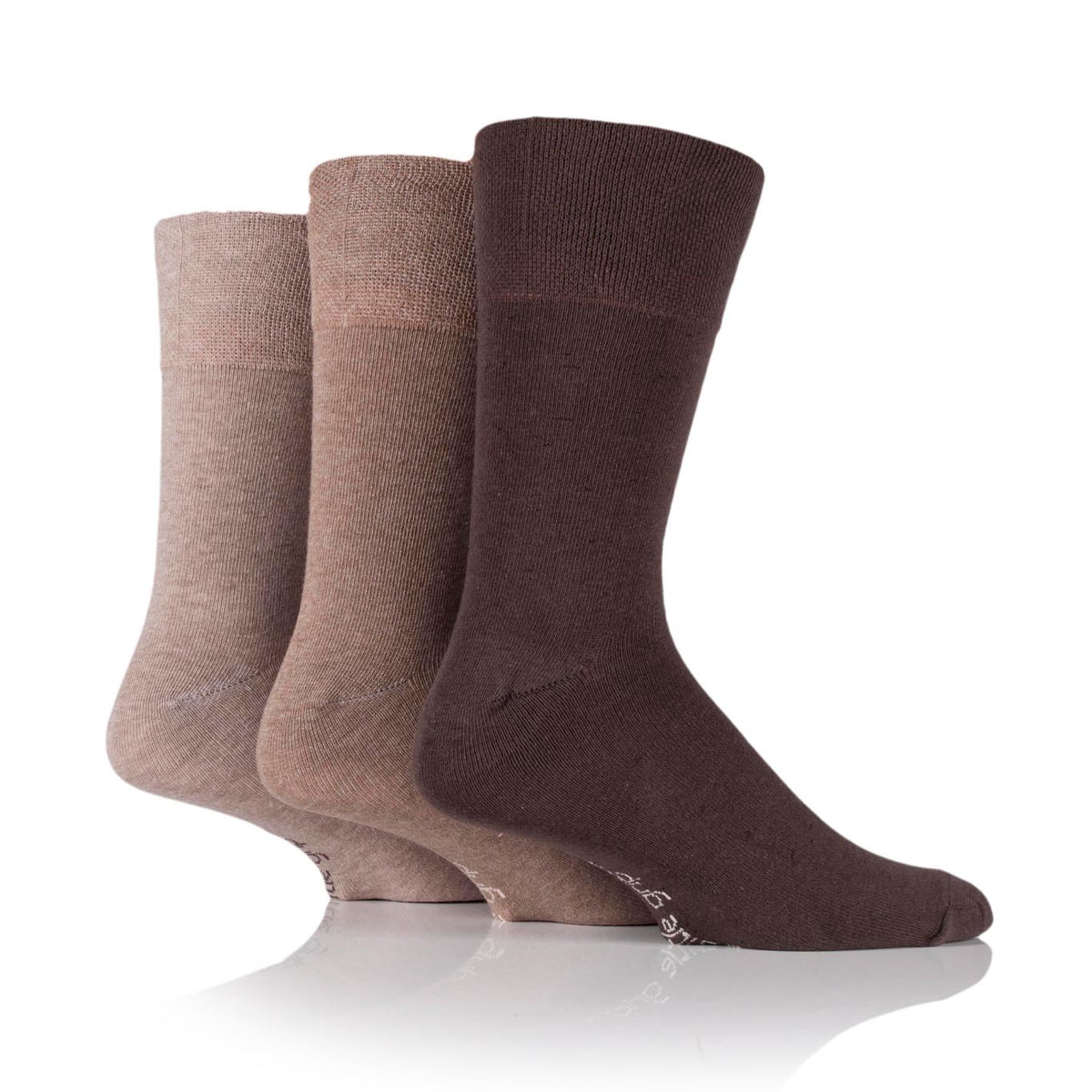 3 Pairs Men's Plain Cotton Socks - Brown Mix
