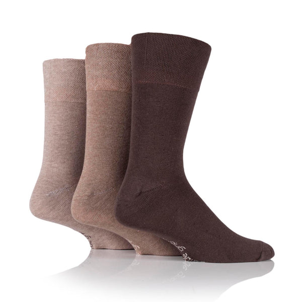 3 Pairs Men's Plain Cotton Socks - Brown Mix
