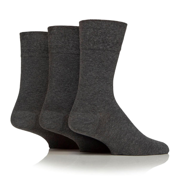 3 Pairs Men's Plain Cotton Socks - Charcoal