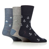 3 Pairs Mens Holiday Cotton Socks - Anchor