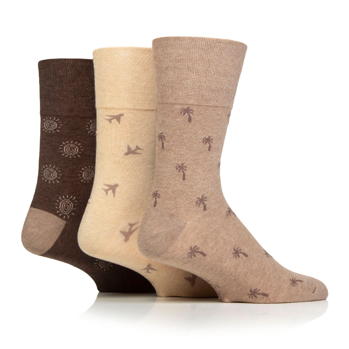 3 Pairs Mens Holiday Cotton Socks - Palm Tree