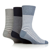 3 Pairs Mens Holiday Cotton Socks - Navy Stripe Mix