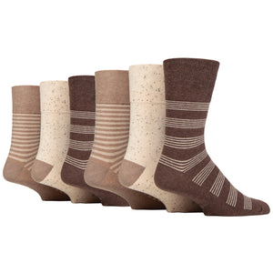 6 Pairs Mens Holiday Cotton Socks - Mid Brown