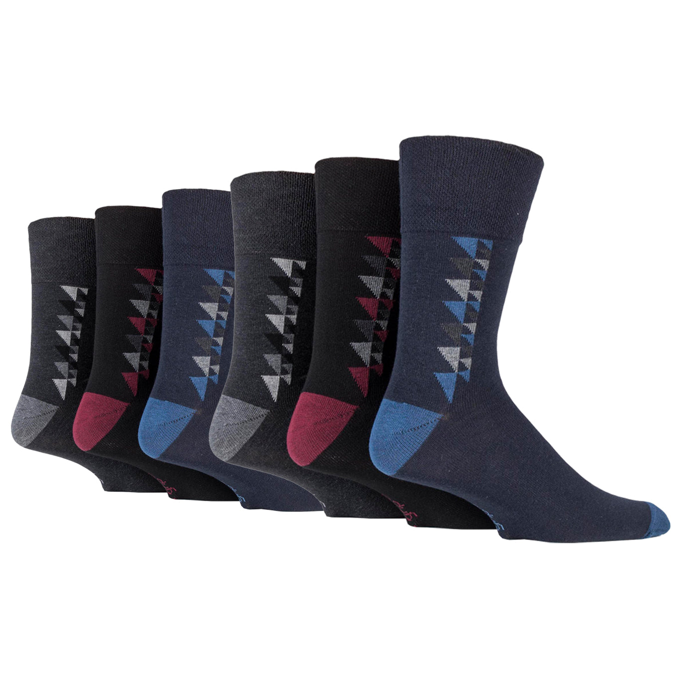 6 Pairs Men's Bigfoot Cotton Socks - Black/Charcoal/Grey