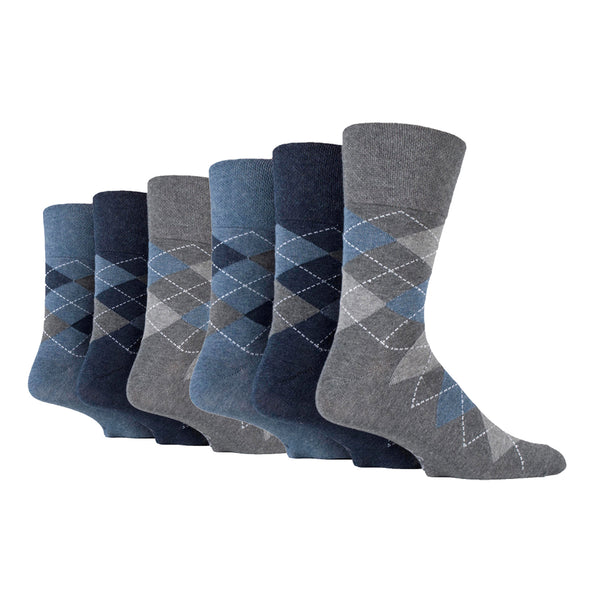 6 Pairs Men's Bigfoot Cotton Socks - Denim/Grey