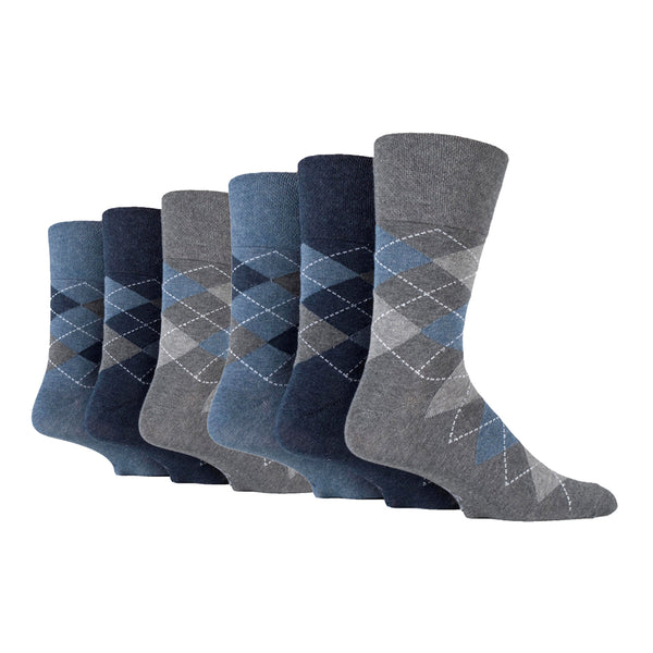 6 Pairs Men's Argyle Cotton Socks - Denim