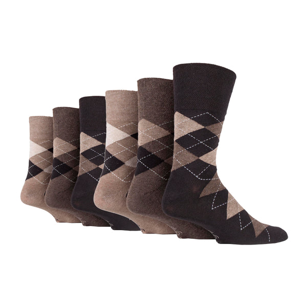 6 Pairs Men's Bigfoot Cotton Socks - Argyle Neutrals