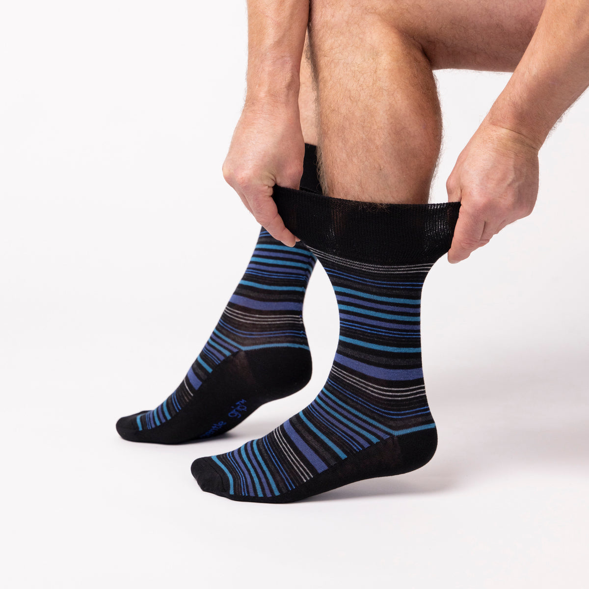 3 Pairs Men's Cotton Socks - Stanley Stripe Navy
