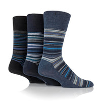 3 Pairs Men's Cotton Socks - Stanley Stripe Navy