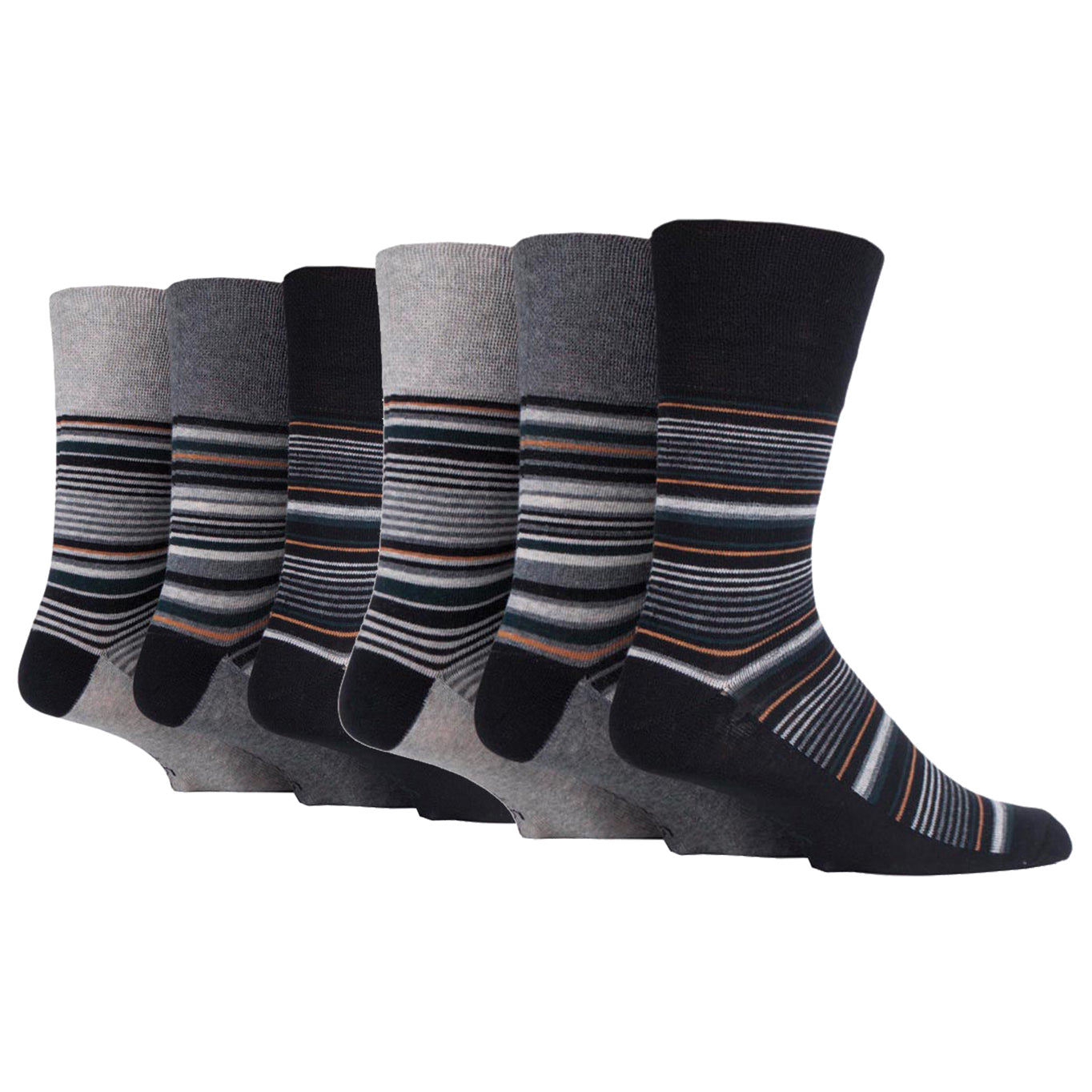 6 Pairs Men's Cotton Socks - Deco Noir