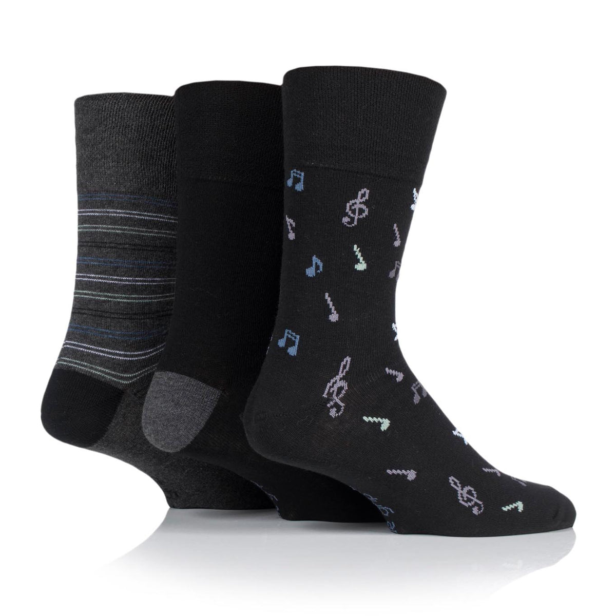 3 Pairs Men's Cotton Socks - Musical Notes