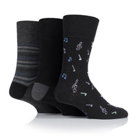 3 Pairs Men's Cotton Socks - Musical Notes