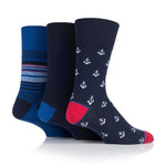 Load image into Gallery viewer, 3 Pairs Men's Cotton Socks - Nautical
