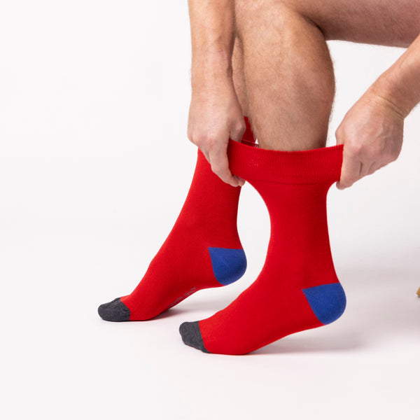 3 Pairs Men's Colourburst  Cotton Socks - Hybrid Blue/Red