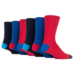 Load image into Gallery viewer, 6 Pairs Men&#39;s Colourburst  Cotton Socks - Hybrid Blue/Red
