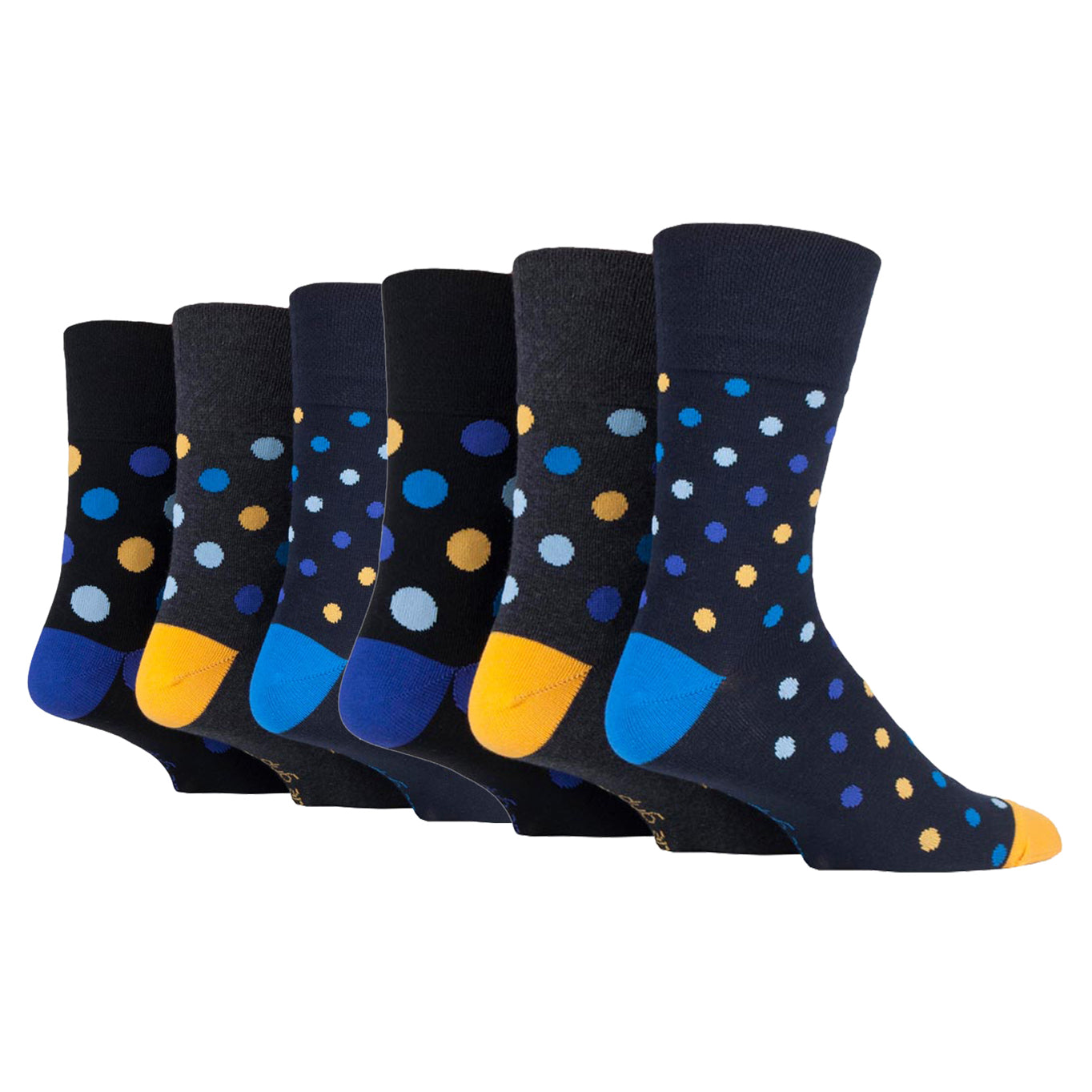 6 Pairs Men's Colourburst Cotton Socks - Spot