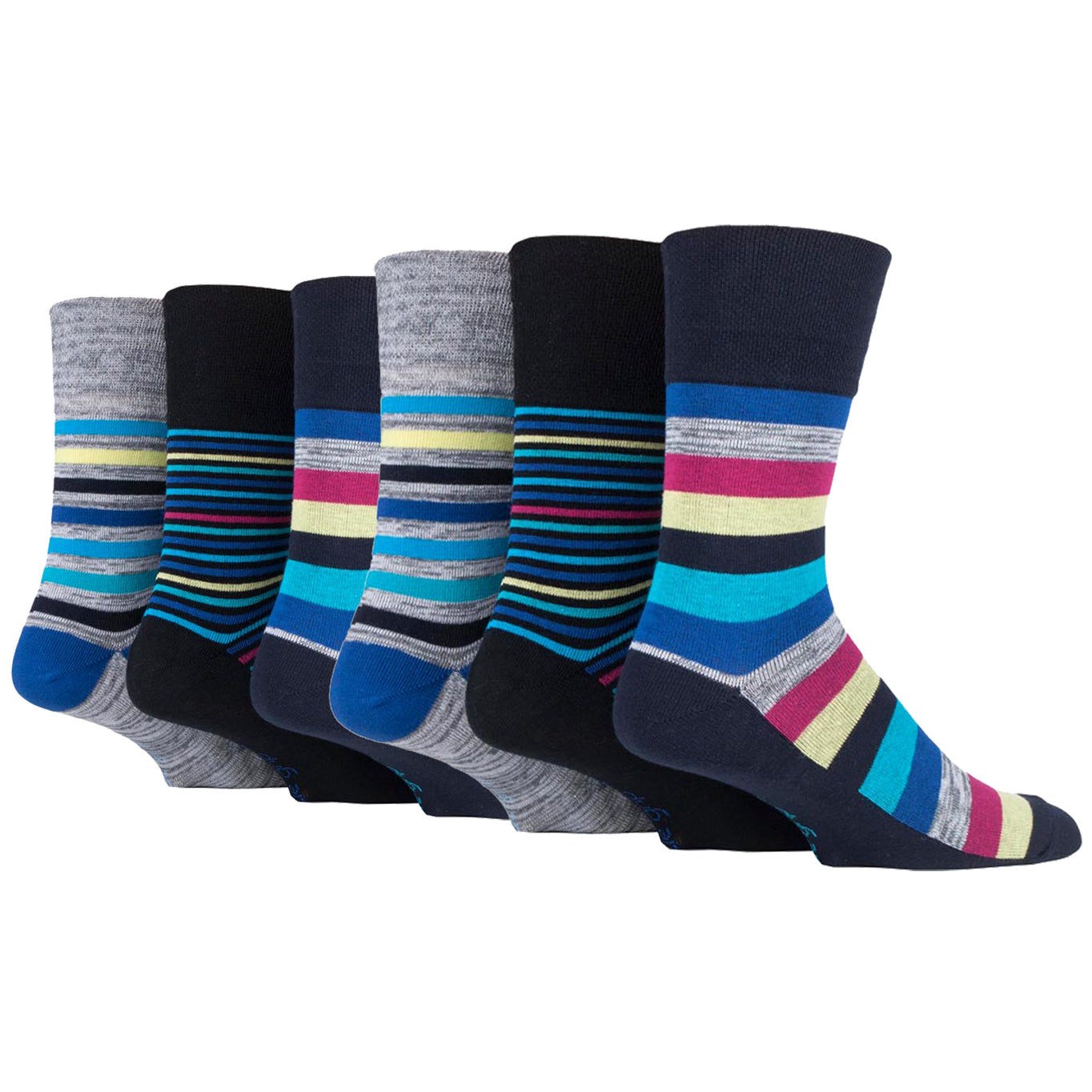 6 Pairs Men's Colourburst Cotton Socks - Stripe