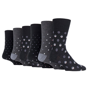 6 Pairs Ladies Plus Size Cotton Socks - Polka Pop Black