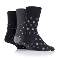 3 Pairs Ladies Plus Size Cotton Socks - Polka Pop Black