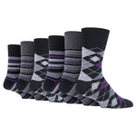 Load image into Gallery viewer, 6 Pairs Men&#39;s Argyle Cotton Socks - Formality Black
