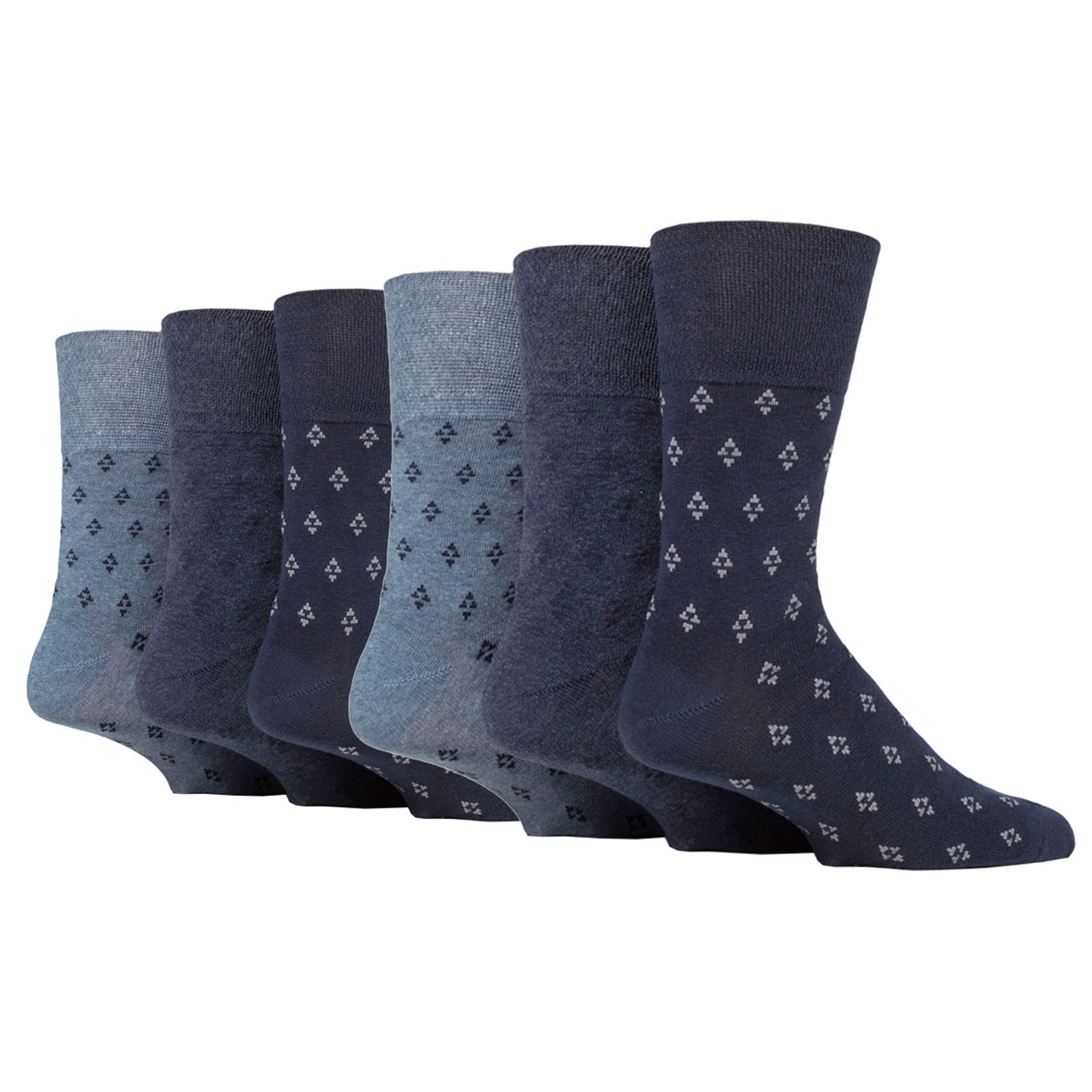 6 Pairs Men's Twilight Cotton Socks - Navy/Denim