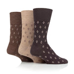 Load image into Gallery viewer, 3 Pairs Men's Twilight Cotton Socks - Brown/Natural
