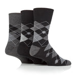 Load image into Gallery viewer, 3 Pairs Men's Argyle Cotton Socks - Leven Black/Charcoal
