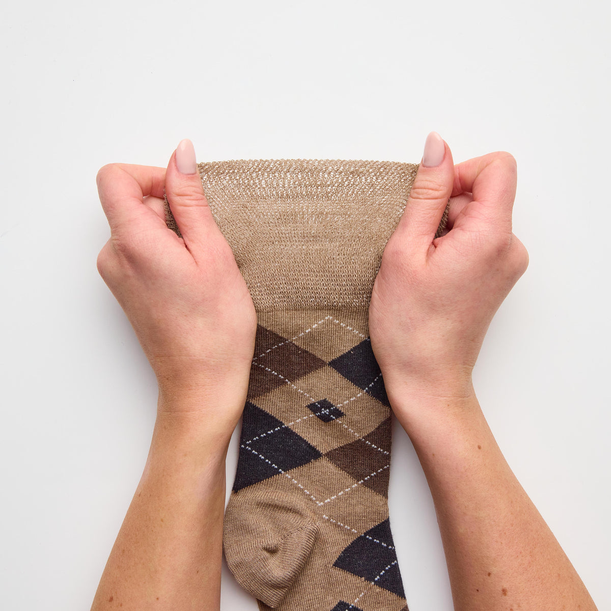 3 Pairs Men's Argyle Cotton Socks - Leven Brown/Natural