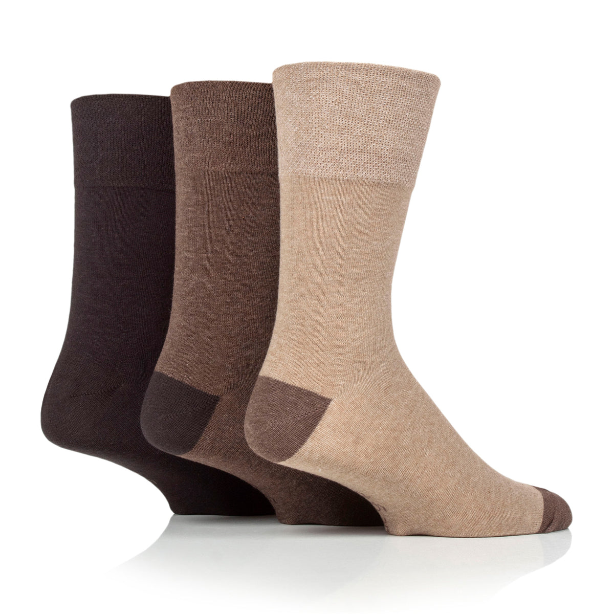 3 Pairs Men's Apex Cotton Socks - Brown