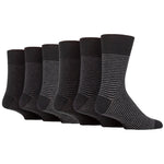 Load image into Gallery viewer, 6 Pairs Men&#39;s Nova Fine Stripe Cotton Socks - Black
