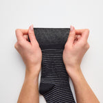 Load image into Gallery viewer, 3 Pairs Men's Nova Fine Stripe Cotton Socks - Black

